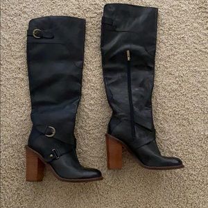 Boutique 9 Black Leather Boots over the knee